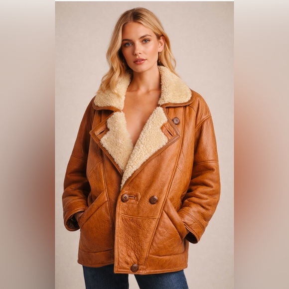 Jackets & Blazers - Vintage Leather Shearling Jacket